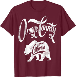 Bear Orange County California Vintage Retro T-Shirt - T-Shirt | Maroon