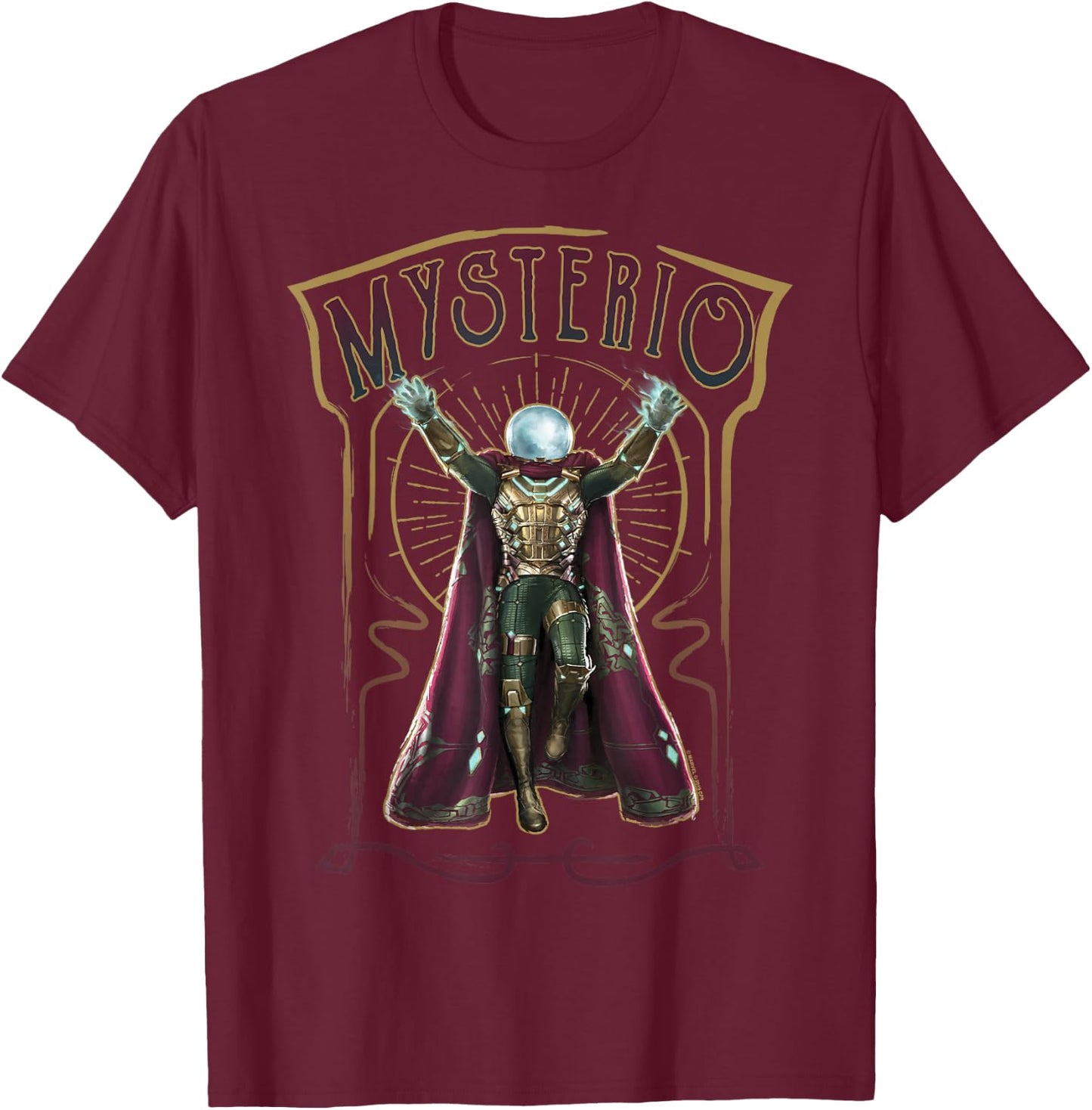 Marvel Spider-Man Far from Home Mysterio Retro Style Poster T-Shirt - T-Shirt | Maroon