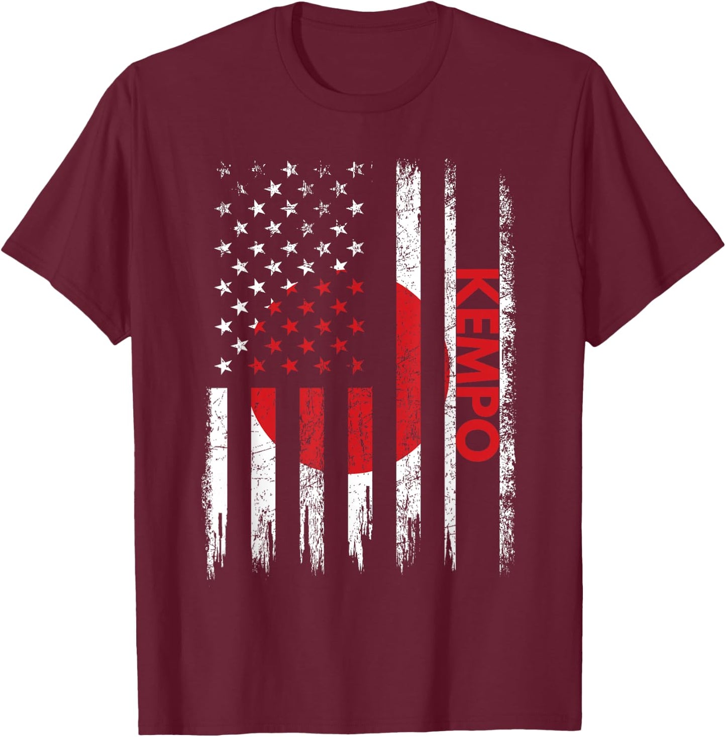 Kempo American Flag Karate Japanese Martial Arts T-Shirt - T-Shirt | Maroon