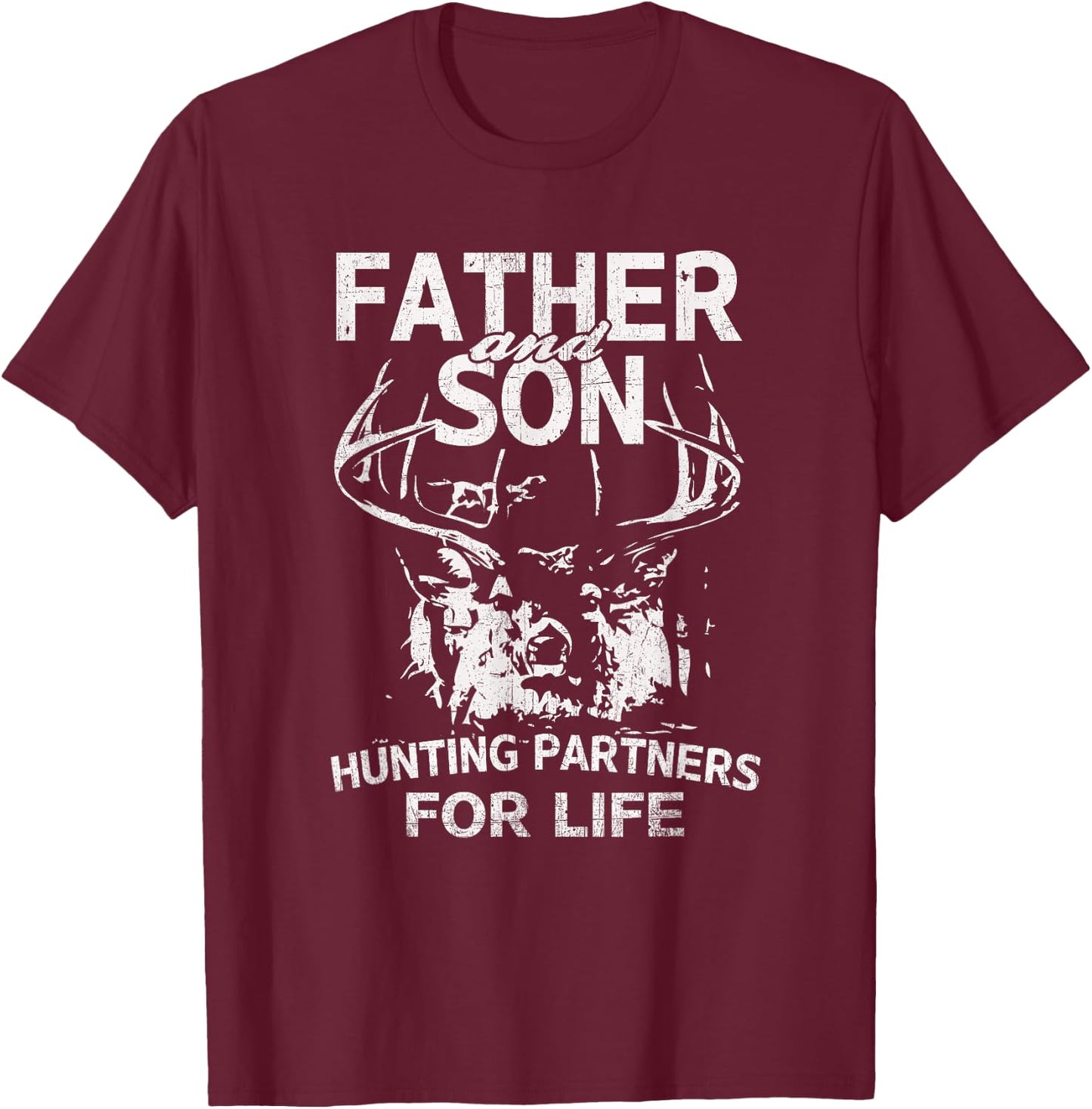 Father Son Hunting Partners for Life Trophy Buck T-Shirt - T-Shirt | Maroon