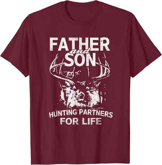 Father Son Hunting Partners for Life Trophy Buck T-Shirt - T-Shirt | Maroon