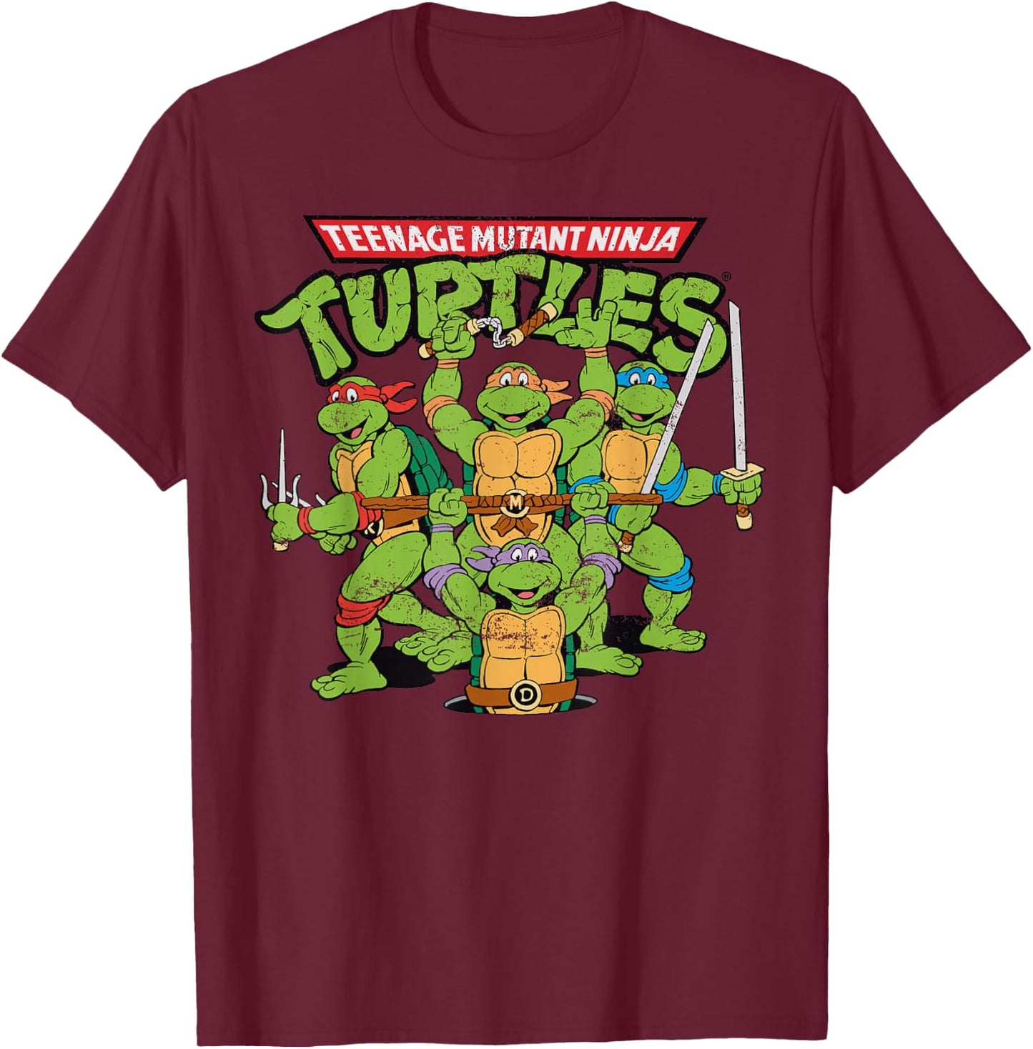 Teenage Mutant Ninja Turtles - Classic T-Shirt - T-Shirt | Maroon