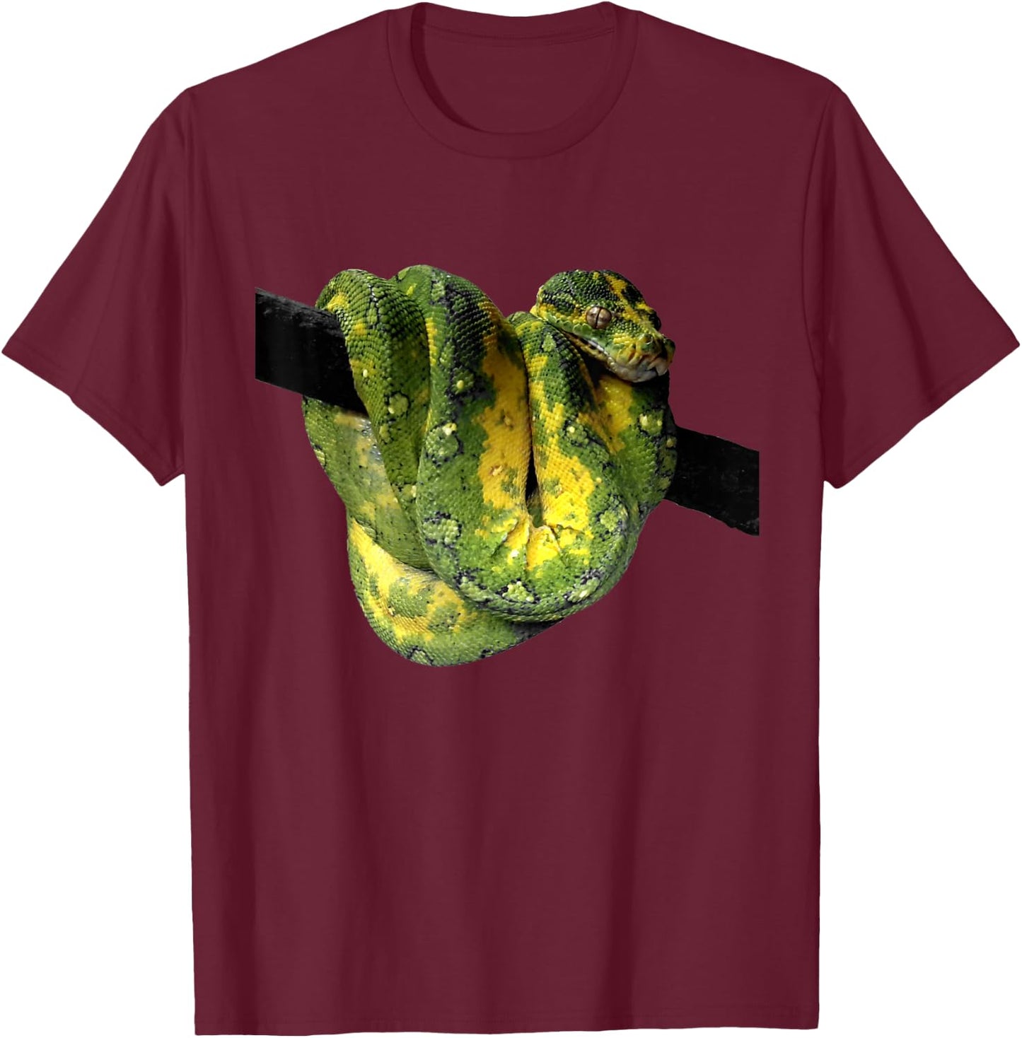 Green Tree Python Reptile Photography T-Shirt - T-Shirt | Maroon