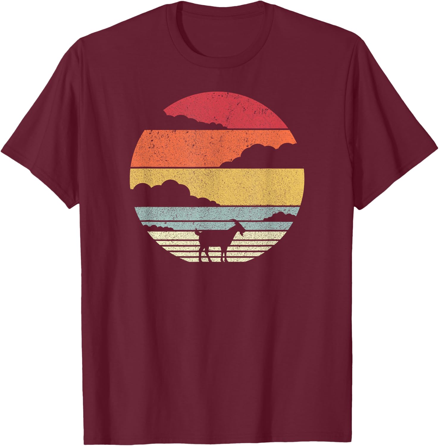 Pack A Punch Goat Retro Graphic - Adults - Black - Small - Short Sleeve T-Shirt - T-Shirt | Maroon