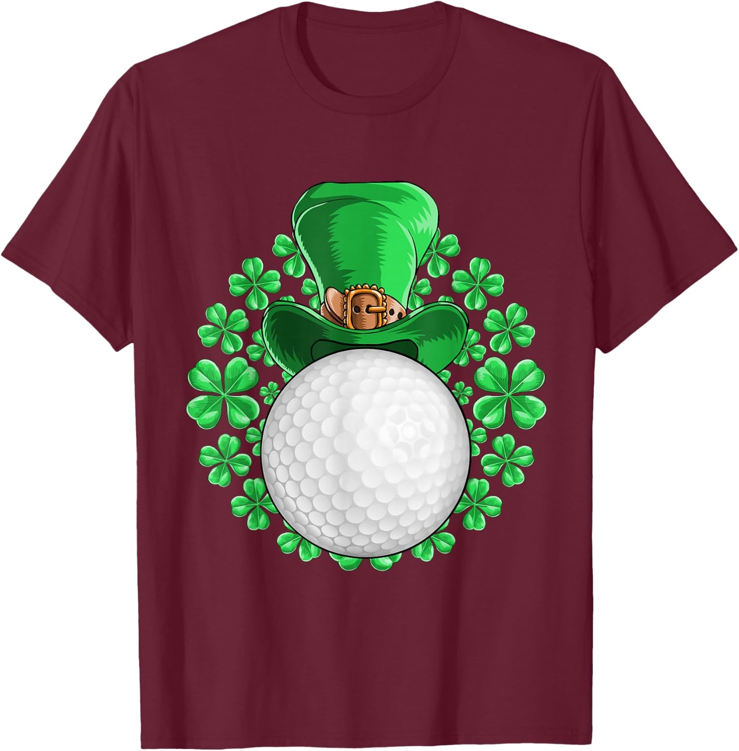 St Patricks Day Golfing Golf Clover Men Women Kids T-Shirt - T-Shirt | Maroon
