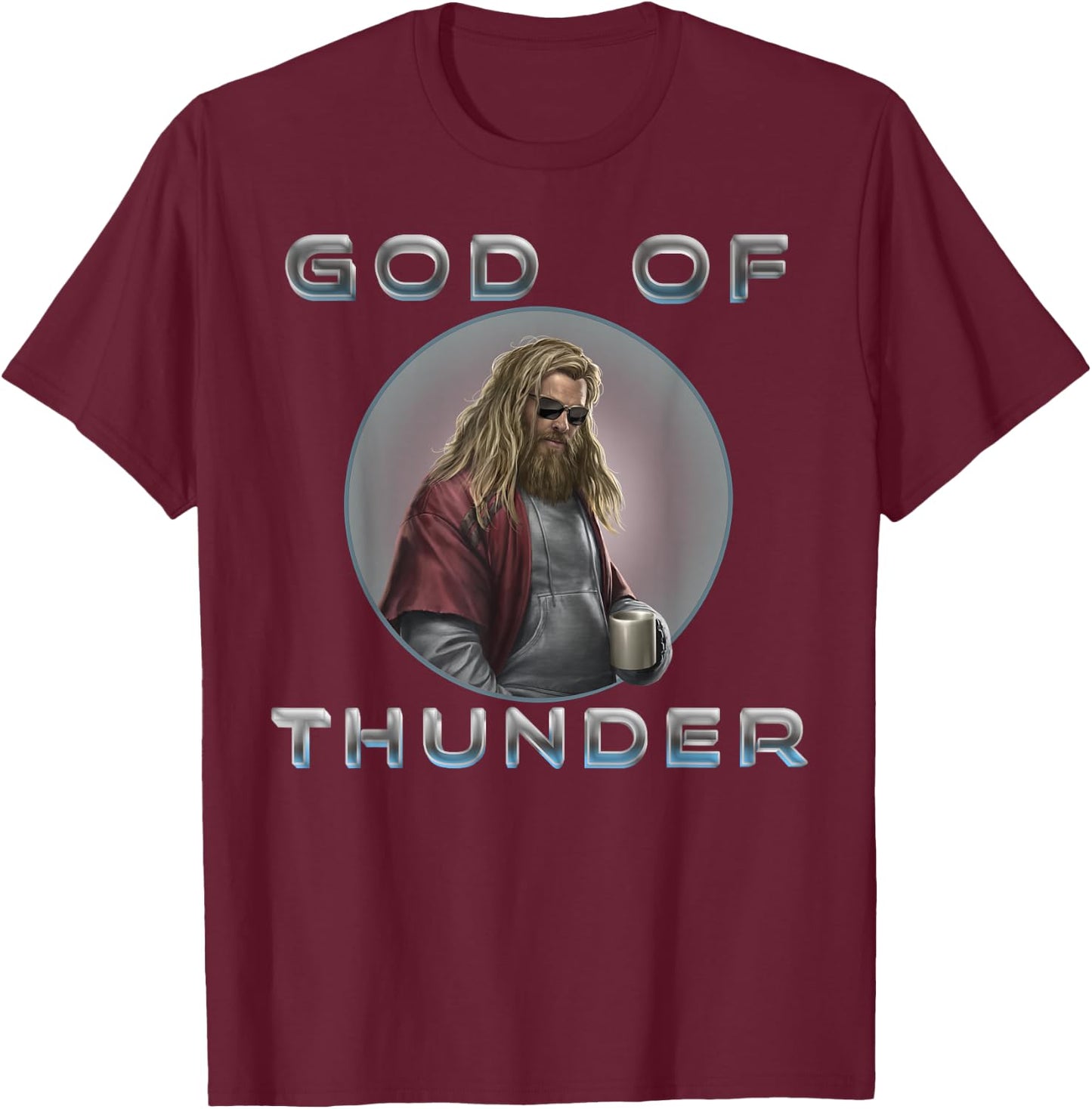 Marvel Avengers: Endgame Thor God of Thunder Circle Portrait Small T-Shirt - T-Shirt | Maroon