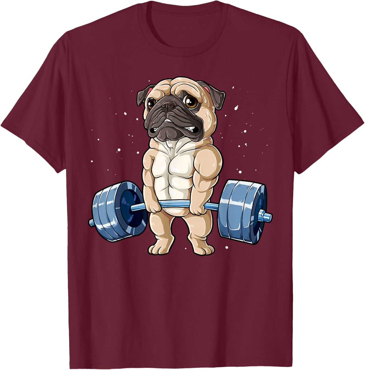Pug Weightlifting Funny Deadlift Men Fitness Gym Workout T-Shirt - T-Shirt | Maroon