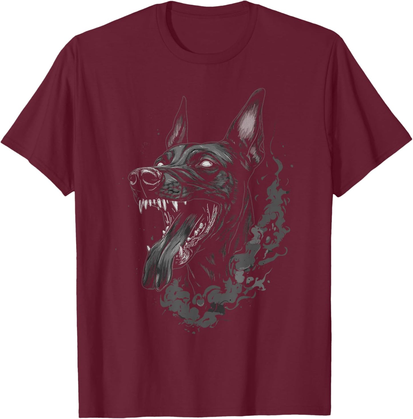 Doberman Anime Goth Scary Women Creepy Gothic Anime Doberman T-Shirt - T-Shirt | Maroon
