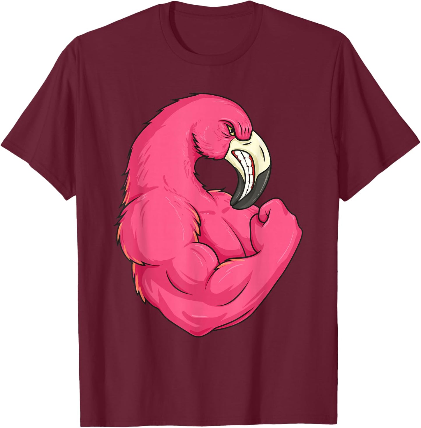 Funny Flamingo Weightlifting Bodybuilder Muscle Fitness T-Shirt - T-Shirt | Maroon