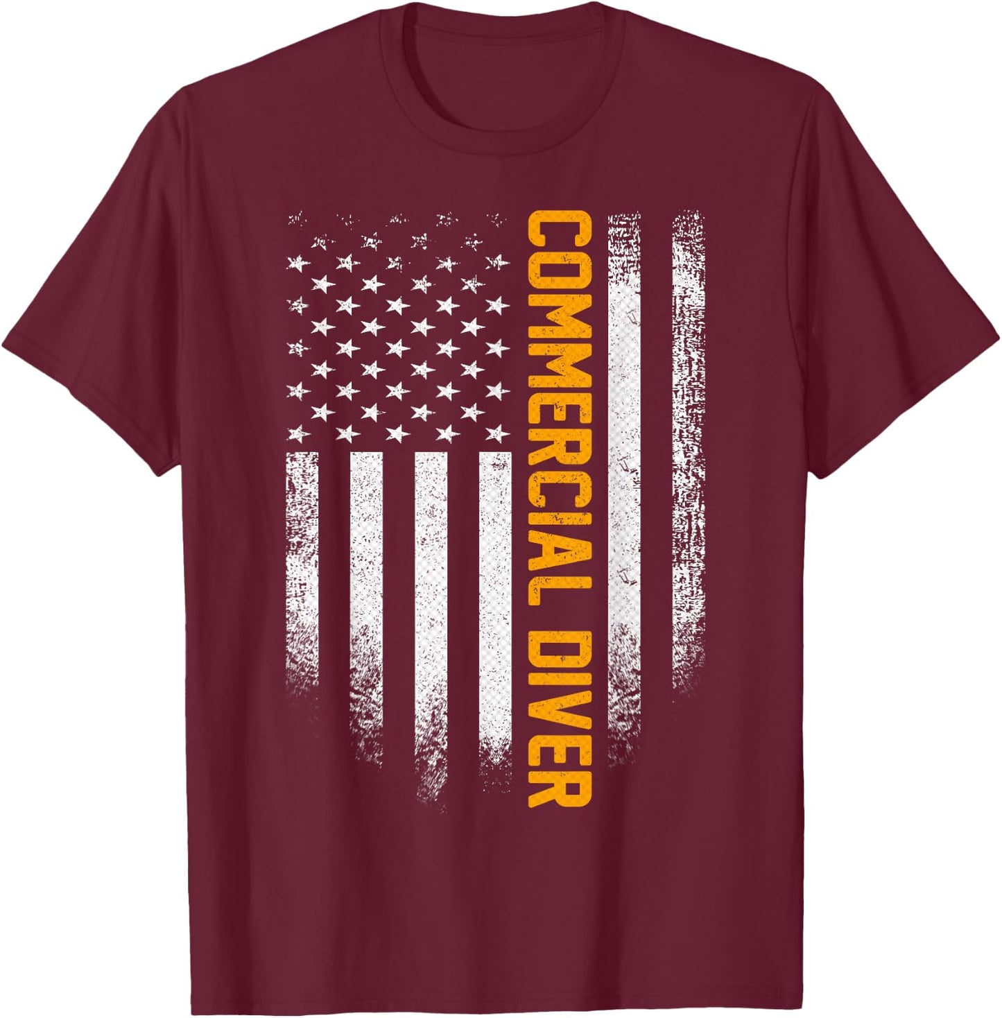 Vintage Commercial Diver Distressed American Flag Patriotic Men T-Shirt - T-Shirt | Maroon