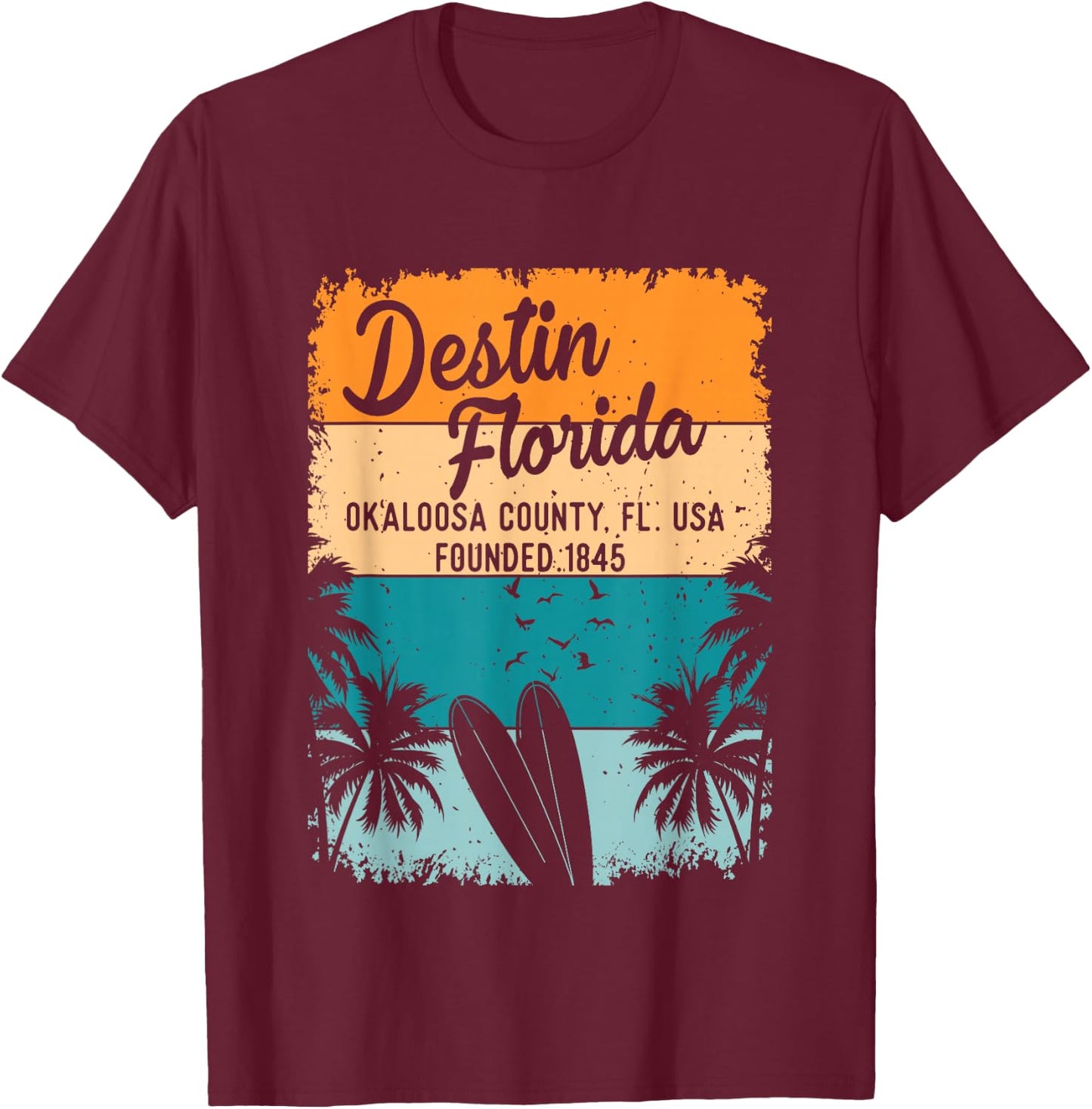Destin Florida FL Beach Souvenirs and Gifts Men Women Kids T-Shirt - T-Shirt | Maroon