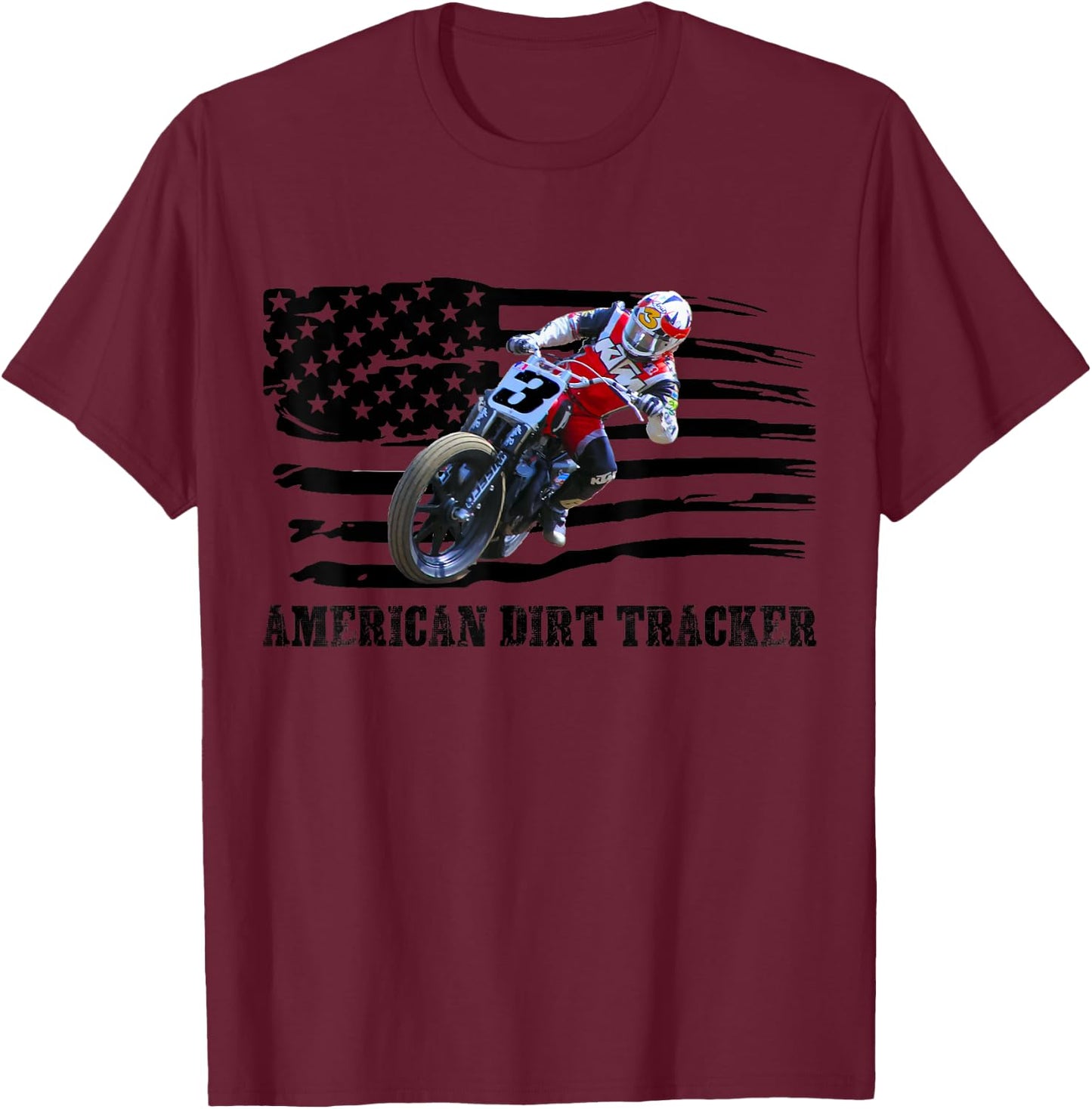 American Dirt Tracker Flat Track Racer Dirt Track Men Boys T-Shirt - T-Shirt | Maroon