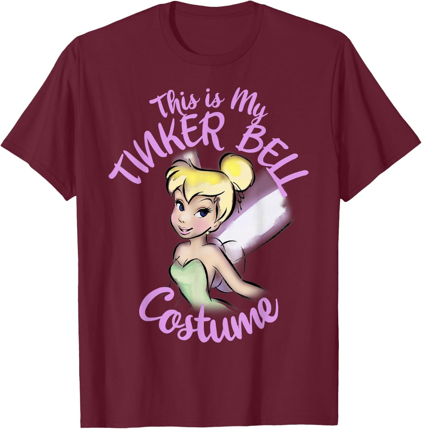Disney Peter Pan This is My Tinker Bell Costume Halloween T-Shirt - T-Shirt | Maroon