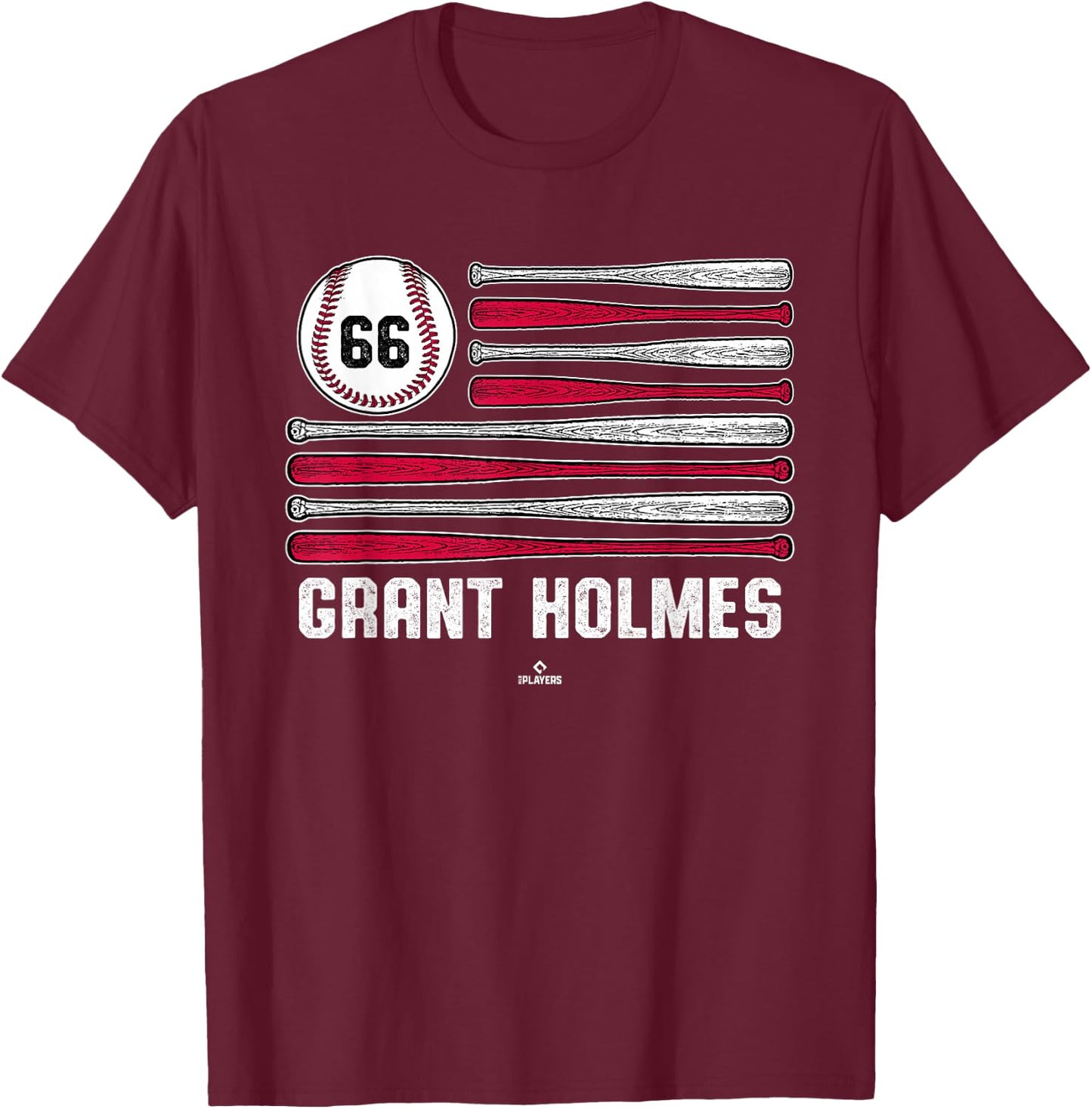 Baseball American Flag Grant Holmes Atlanta Baseball MLBPA T-Shirt - T-Shirt | Maroon