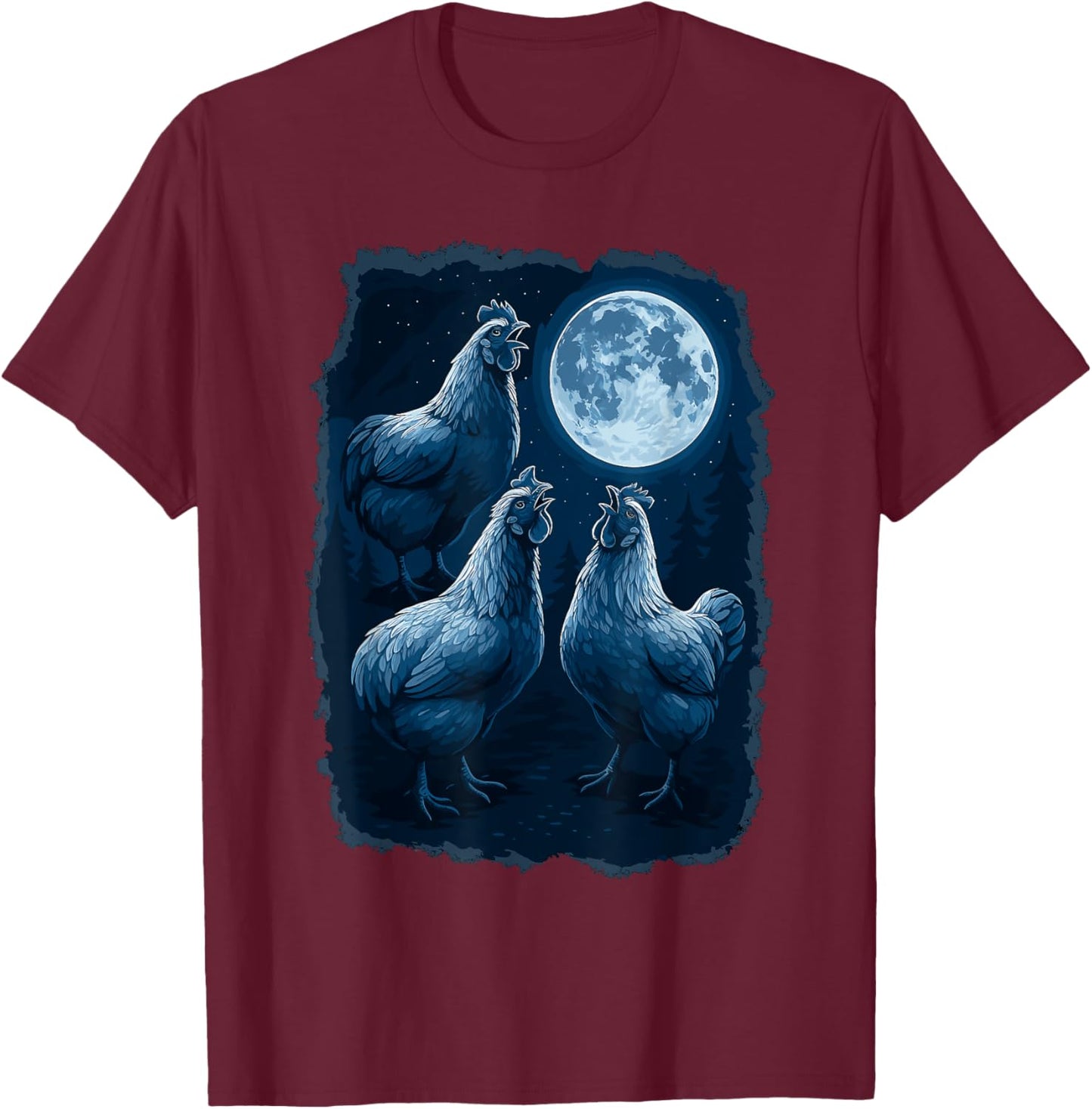 Chicken Howling At The Moon Wildlife Chickens Lovers T-Shirt - T-Shirt | Maroon
