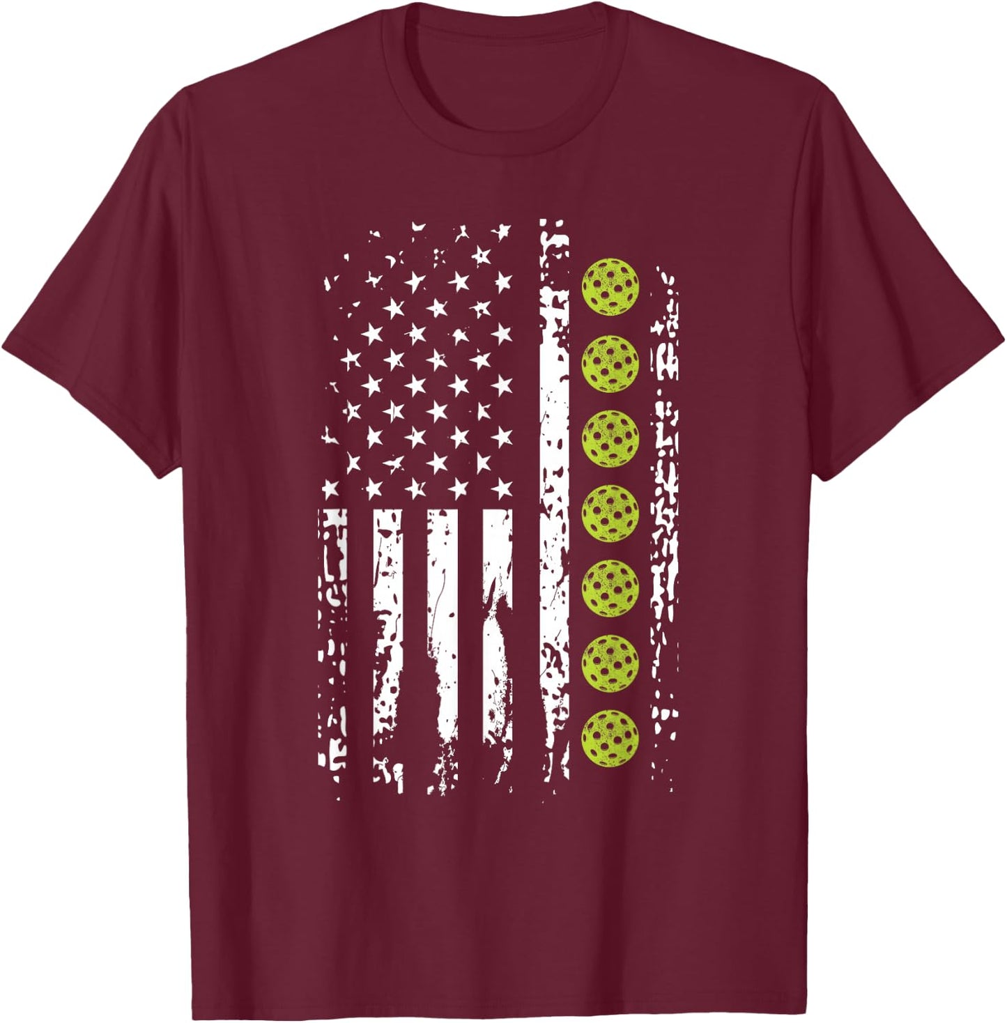 Pickleball Shirt American Flag Pickleball Player Gift T-Shirt - T-Shirt | Maroon