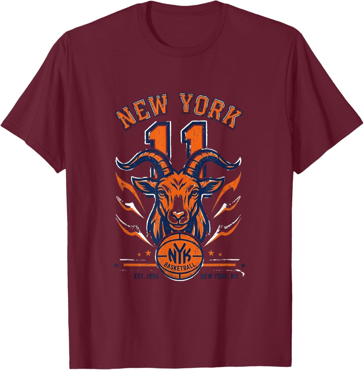NY Number 11 Basketball Goat Greatest of All Time T-Shirt - T-Shirt | Maroon