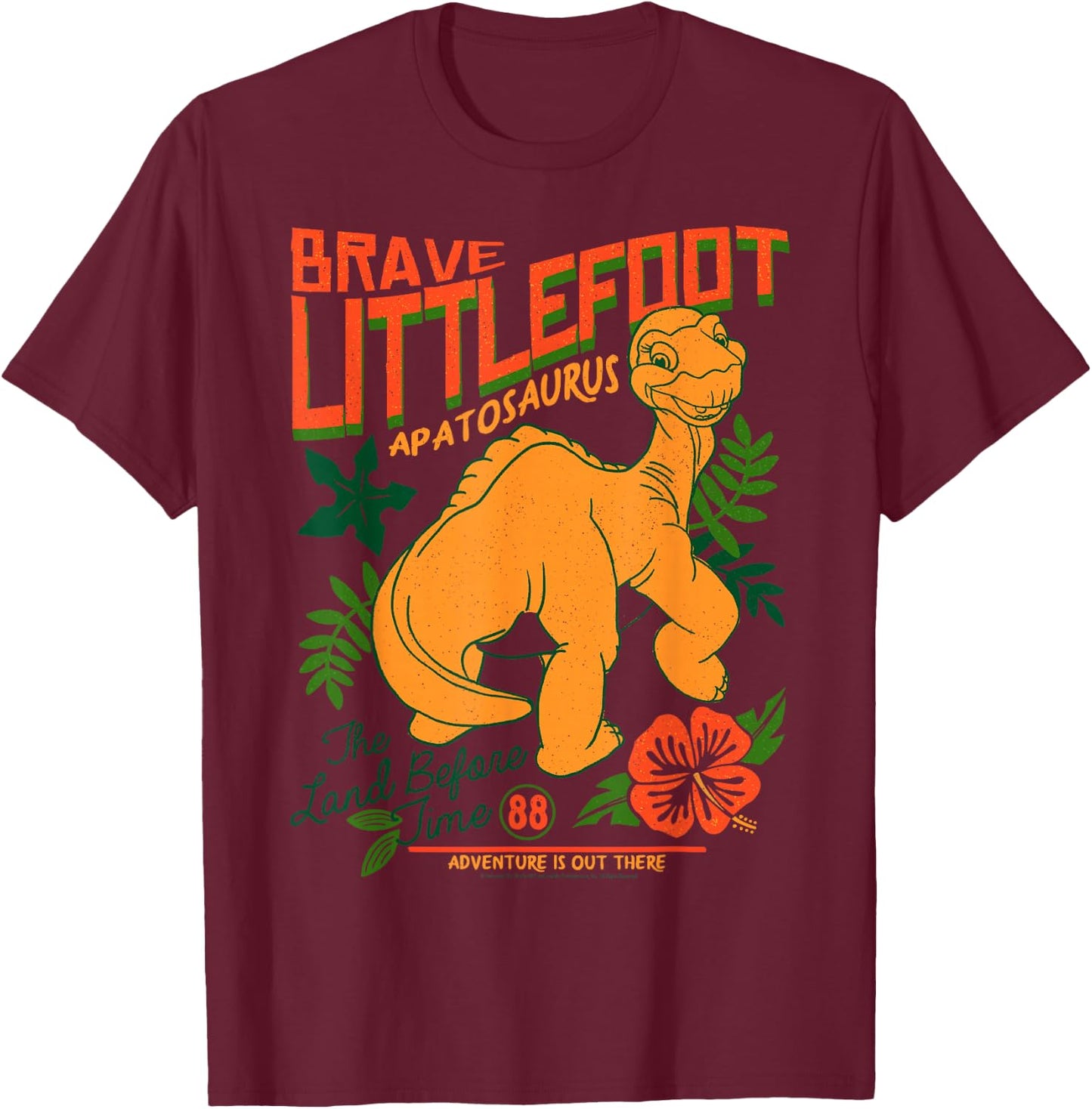 Land Before Time Brave Littlefoot Adventure is Out There Small T-Shirt - T-Shirt | Maroon