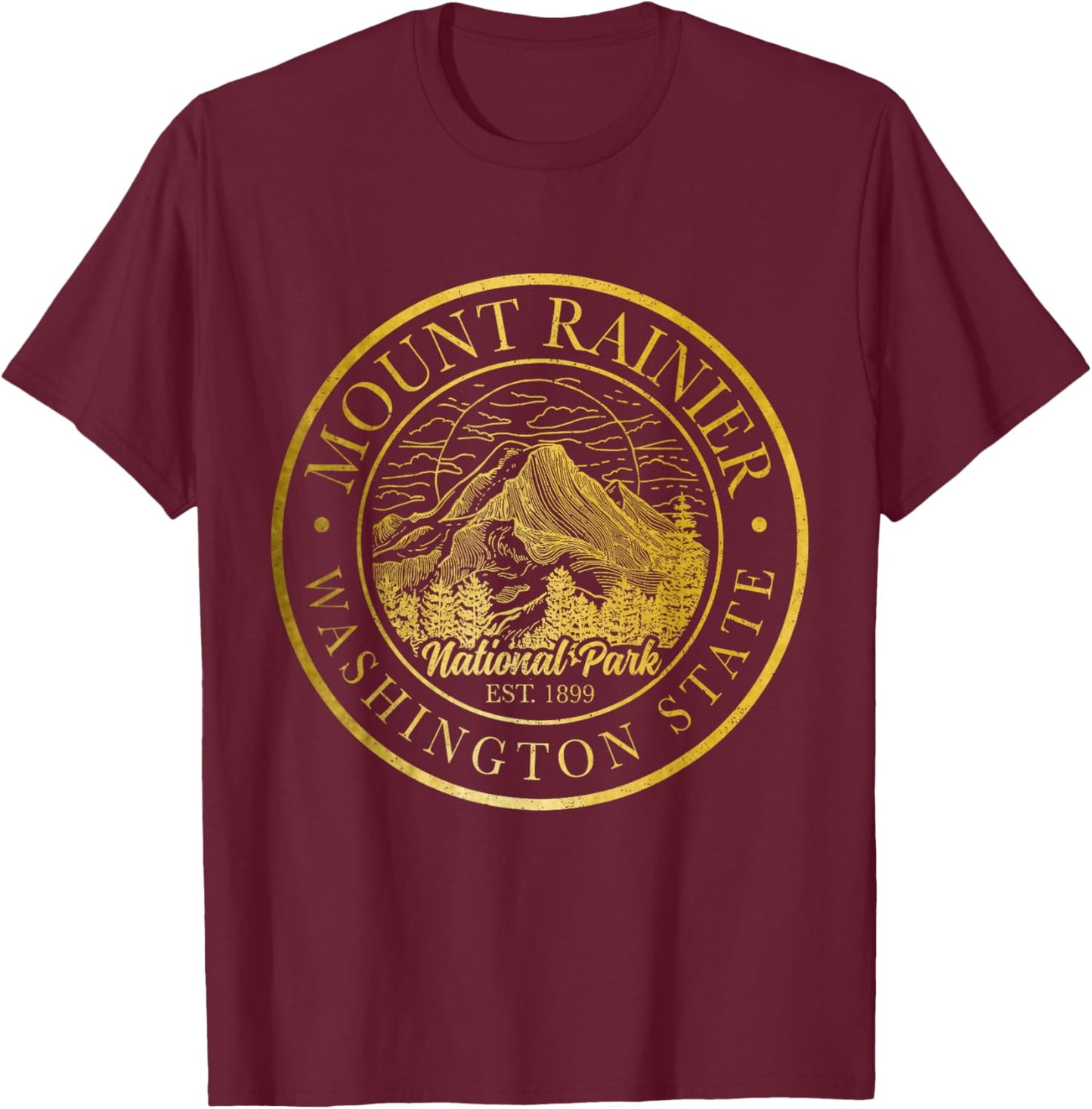 Mount Rainier Washington Mountain Mt Climbing Summit Hiking T-Shirt - T-Shirt | Maroon