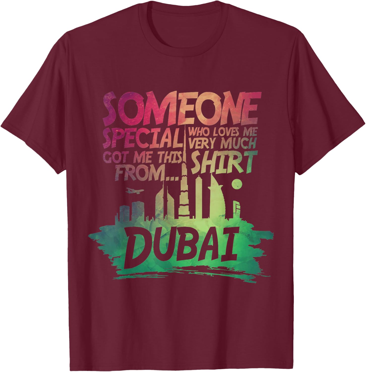 Dubai Skyline Gift Souvenir T-Shirt - T-Shirt | Maroon