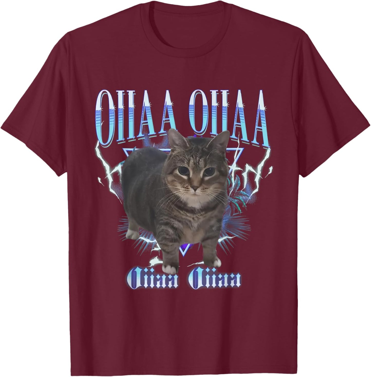 Funny Viral Spining Cat Meme Oiiaa Oiiaa Cat Silly Meme T-Shirt - T-Shirt | Maroon