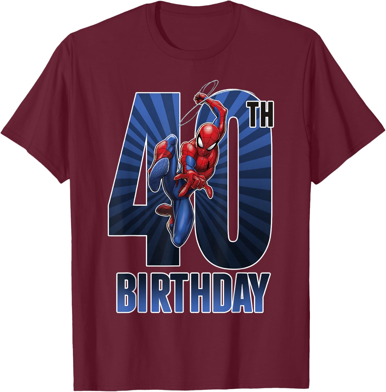 Marvel Spider-Man Swinging 40th Birthday Graphic T-Shirt - T-Shirt | Maroon