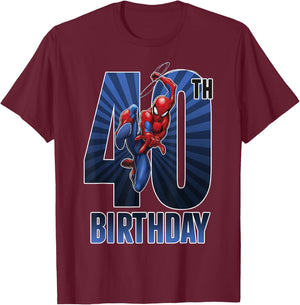 Marvel Spider-Man Swinging 40th Birthday Graphic T-Shirt - T-Shirt | Maroon