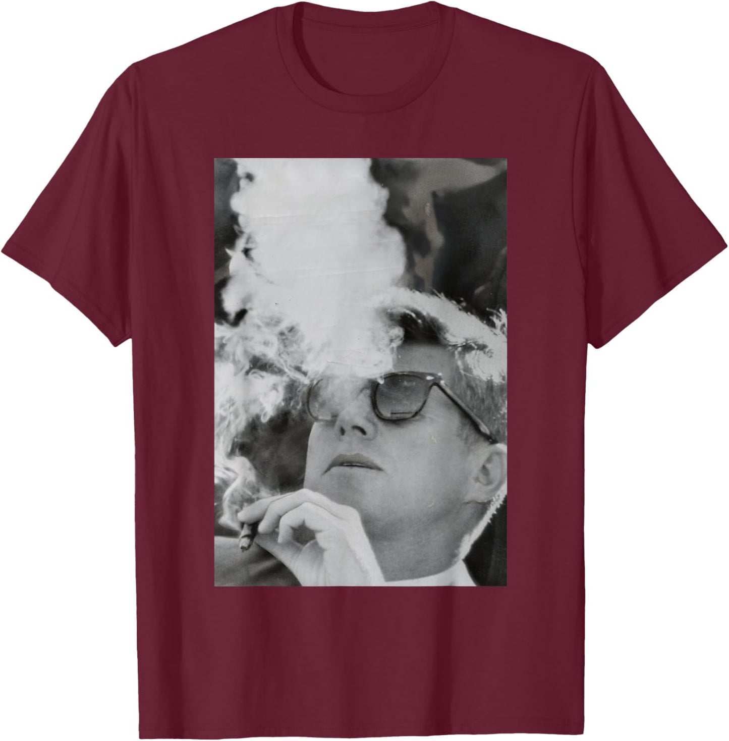 JFK Smoking with Shades John F. Kennedy President T-Shirt - T-Shirt | Maroon