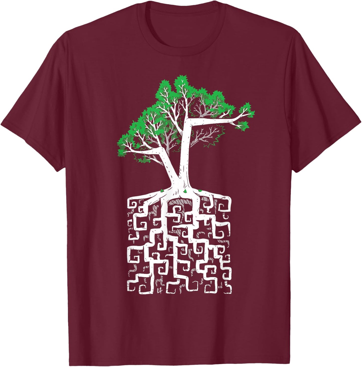 Square Root Pun with a Tree and Math T-Shirt - T-Shirt | Maroon