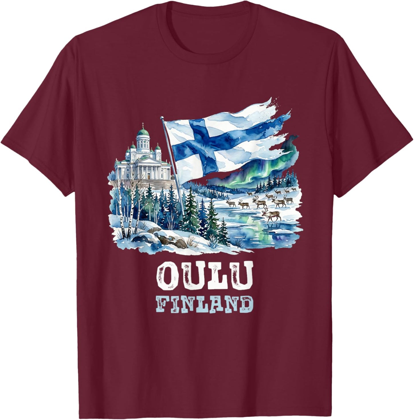 Oulu Finland T-Shirt - T-Shirt | Maroon