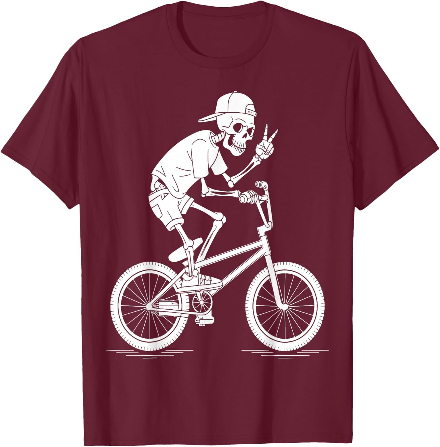 Skeleton BMX Rider Chill Cycling T-Shirt - T-Shirt | Maroon