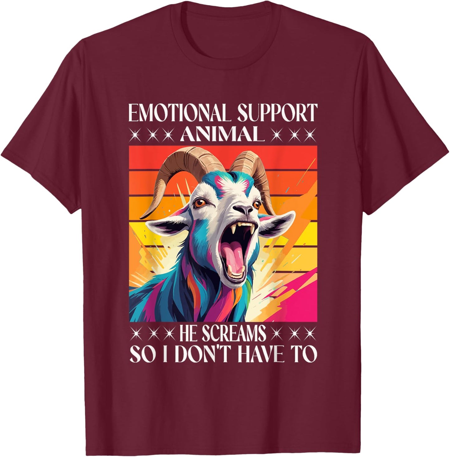 Goat Emotional Support Animal Goat Owner Raiser T-Shirt - T-Shirt | Maroon