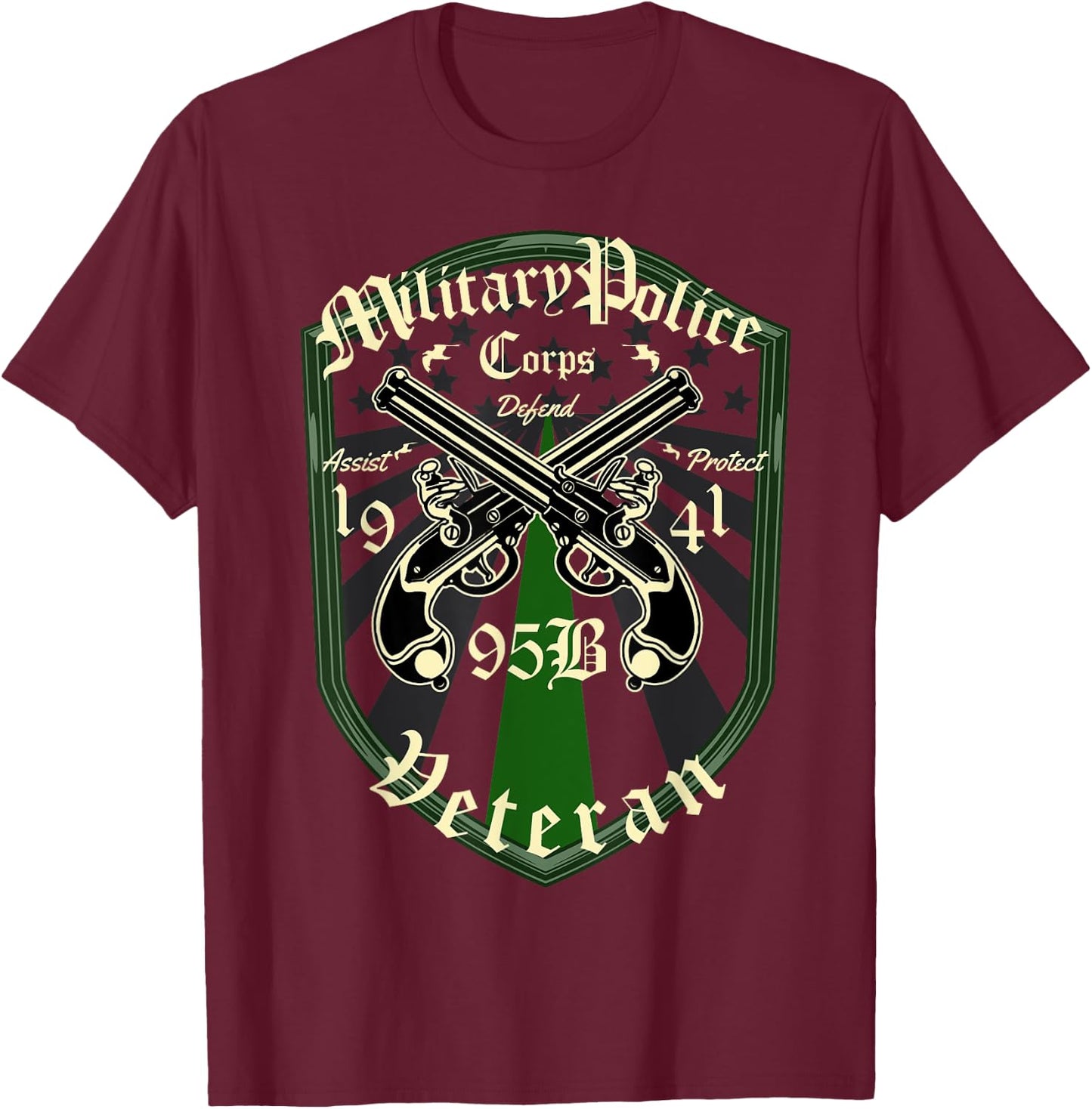 Military Police 95 Bravo Veteran T-Shirt - T-Shirt | Maroon