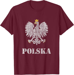 Poland Vintage Polish Eagle Shirt T-Shirt - T-Shirt | Maroon