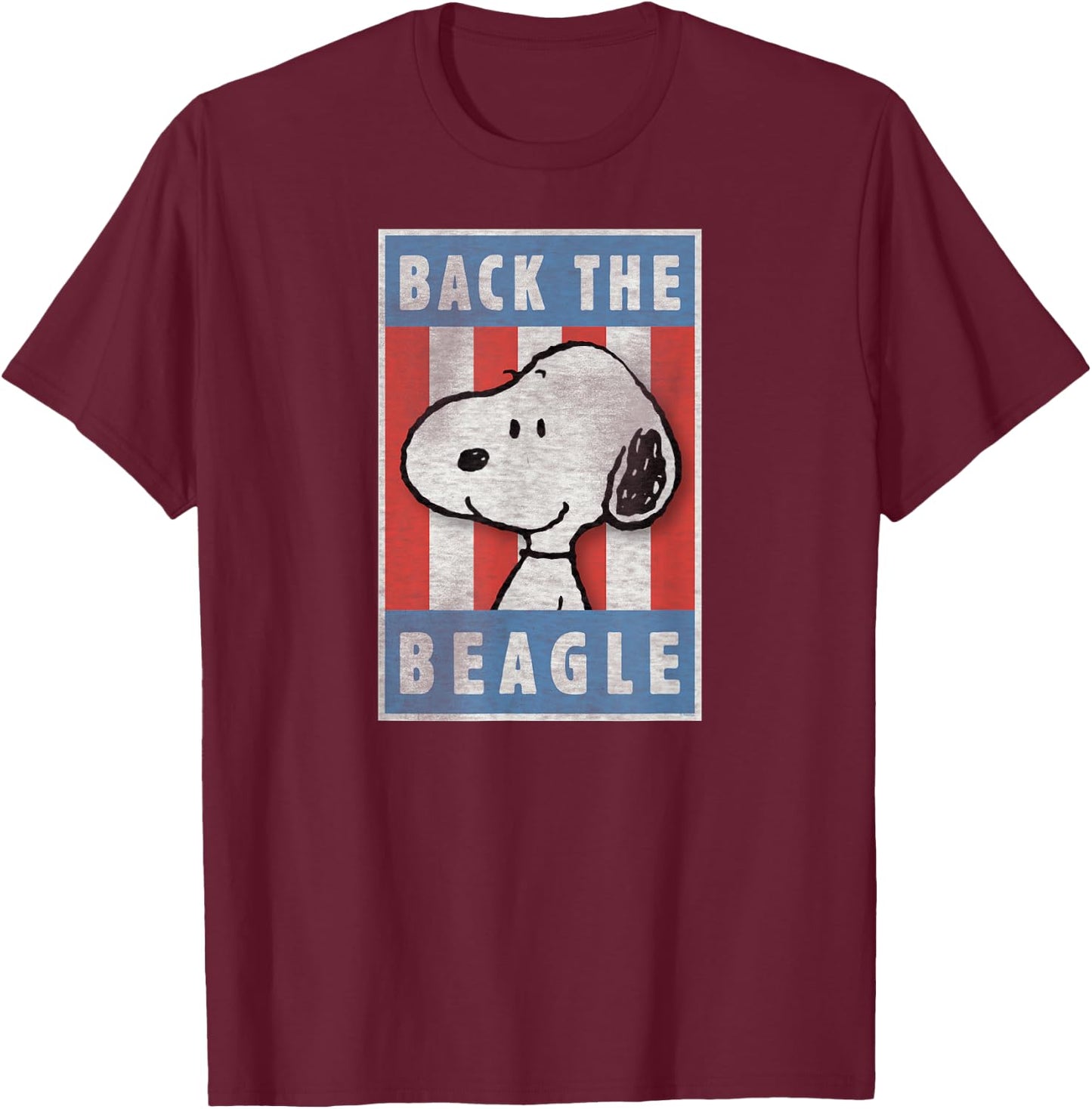 Peanuts Snoopy Back the Beagle Americana T-Shirt - T-Shirt | Maroon