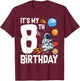 Outer Space 8 Year Old 8th Birthday Party Boys Girls T-Shirt - T-Shirt | Maroon
