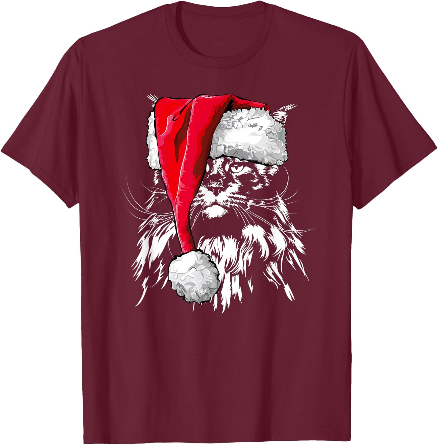 Funny Maine Coon Santa Christmas cat mom gift present Men Women Kids T-Shirt - T-Shirt | Maroon