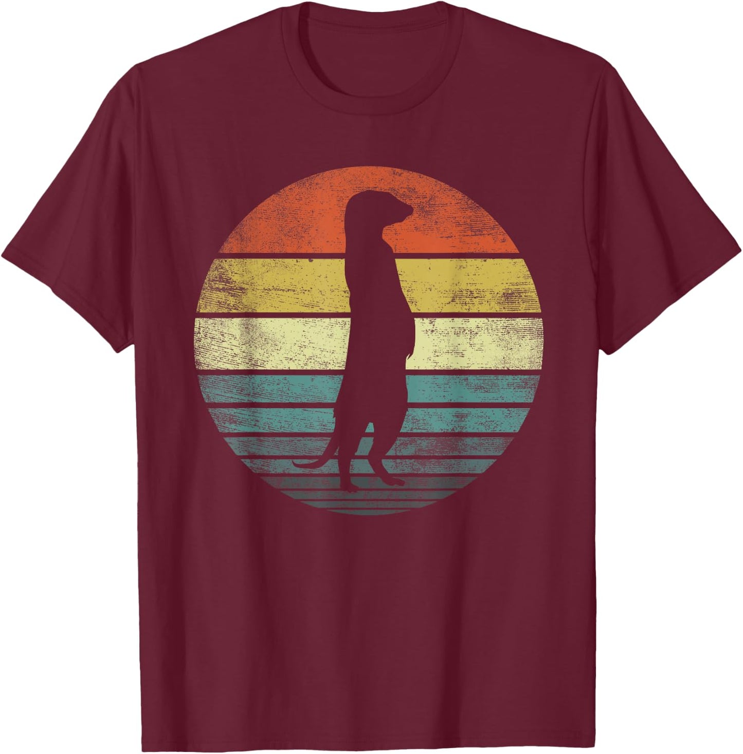 Meerkat Lover Gift Funny Retro Vintage Zoo Animal Silhouette T-Shirt - T-Shirt | Maroon