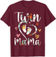 Floral Twin Mama Mom to Be Pregnant with Twins T-Shirt - T-Shirt | Maroon