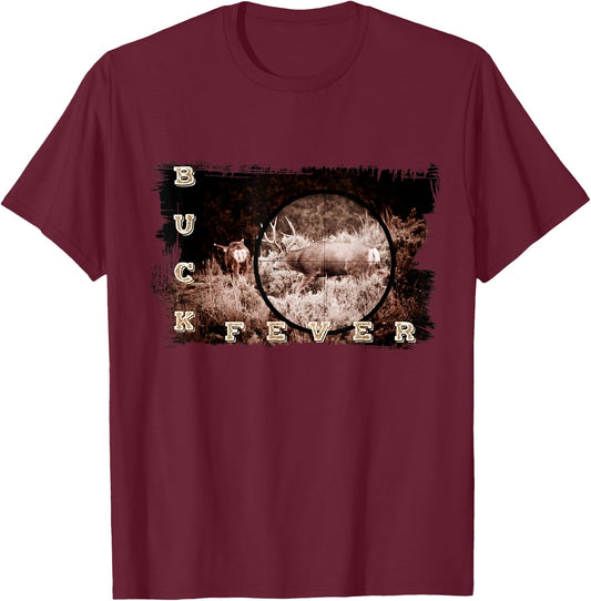 Buck Fever Rifle Hunters Mule Deer - Hunt Fever T-Shirt - T-Shirt | Maroon