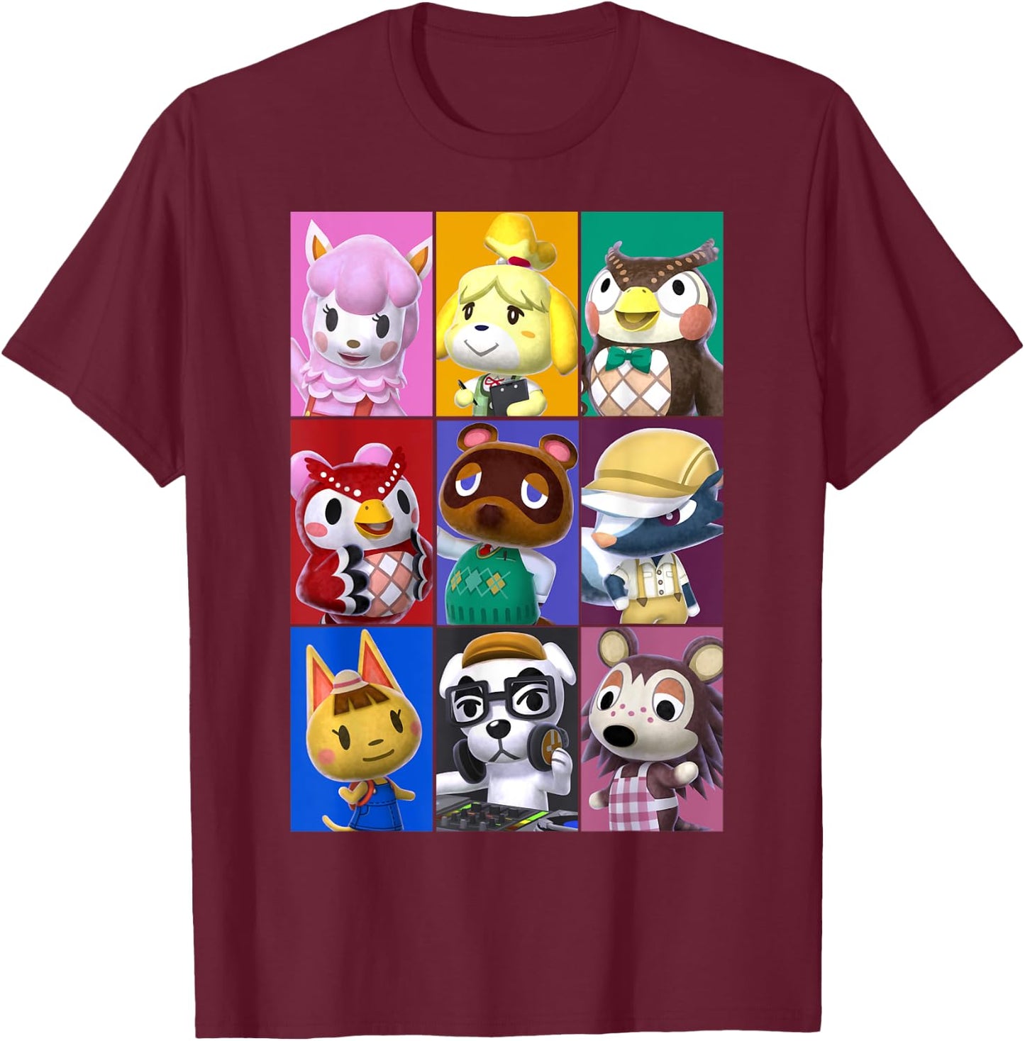Animal Crossing Towns Folk Yearbook Photo Style Poster T-Shirt - T-Shirt | Maroon