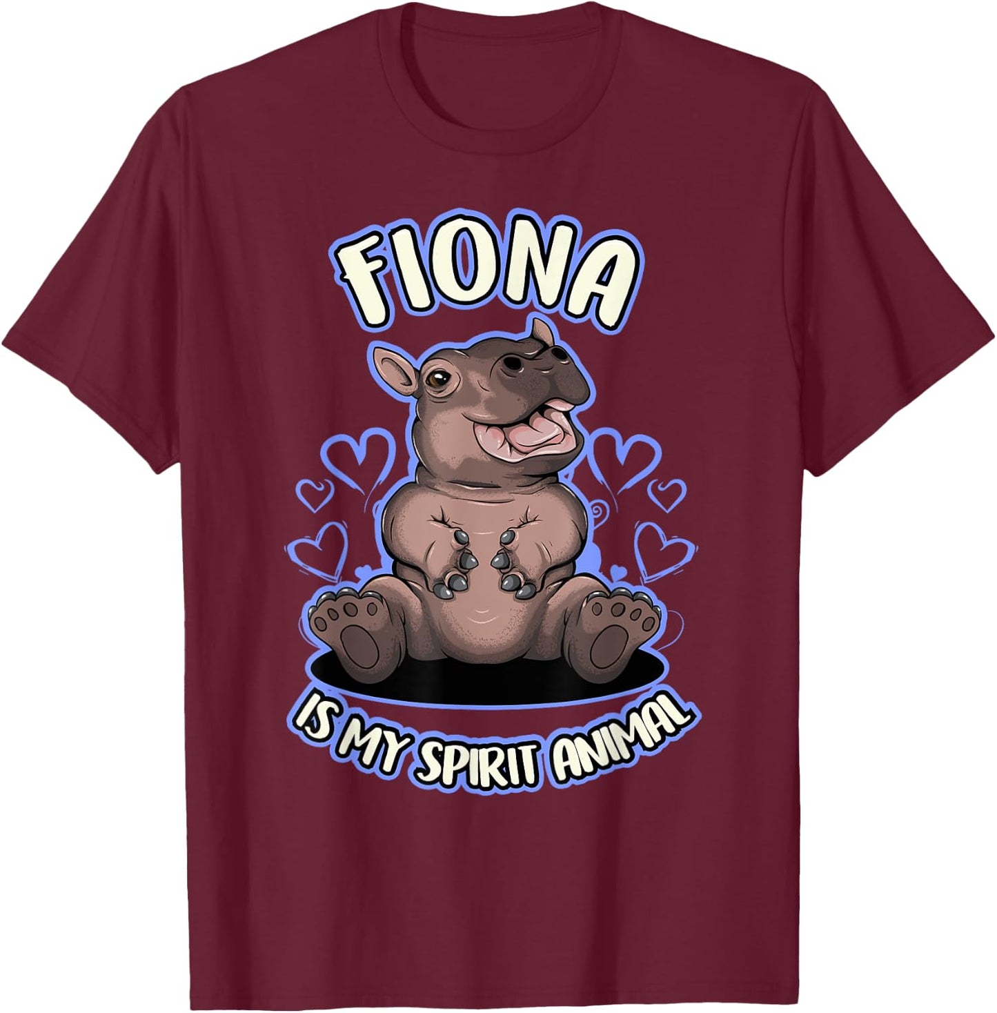 Fiona The Hippo Spirit Animal Shirt #TeamFiona Baby Hippo T-Shirt - T-Shirt | Maroon