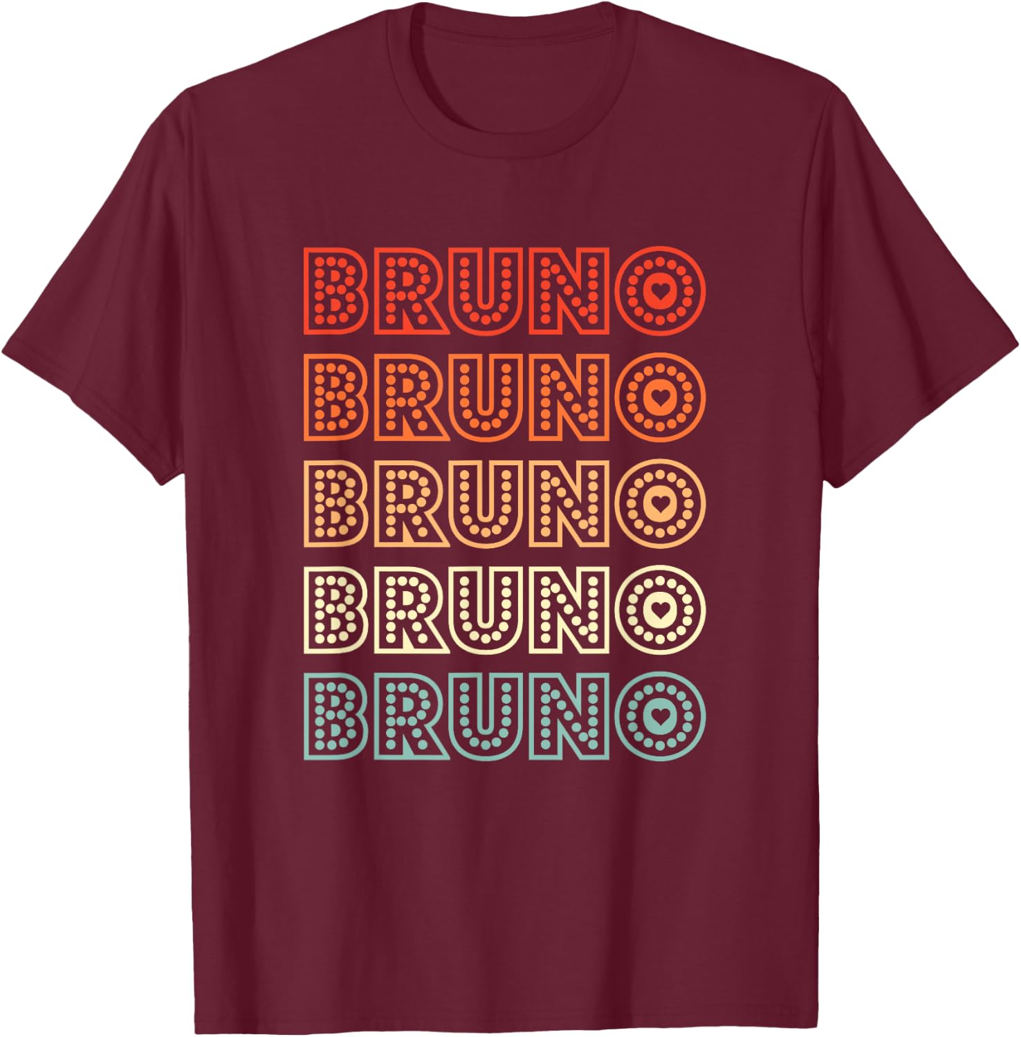 Love Heart Bruno Retro Style Bruno Lover Heart T-Shirt - T-Shirt | Maroon