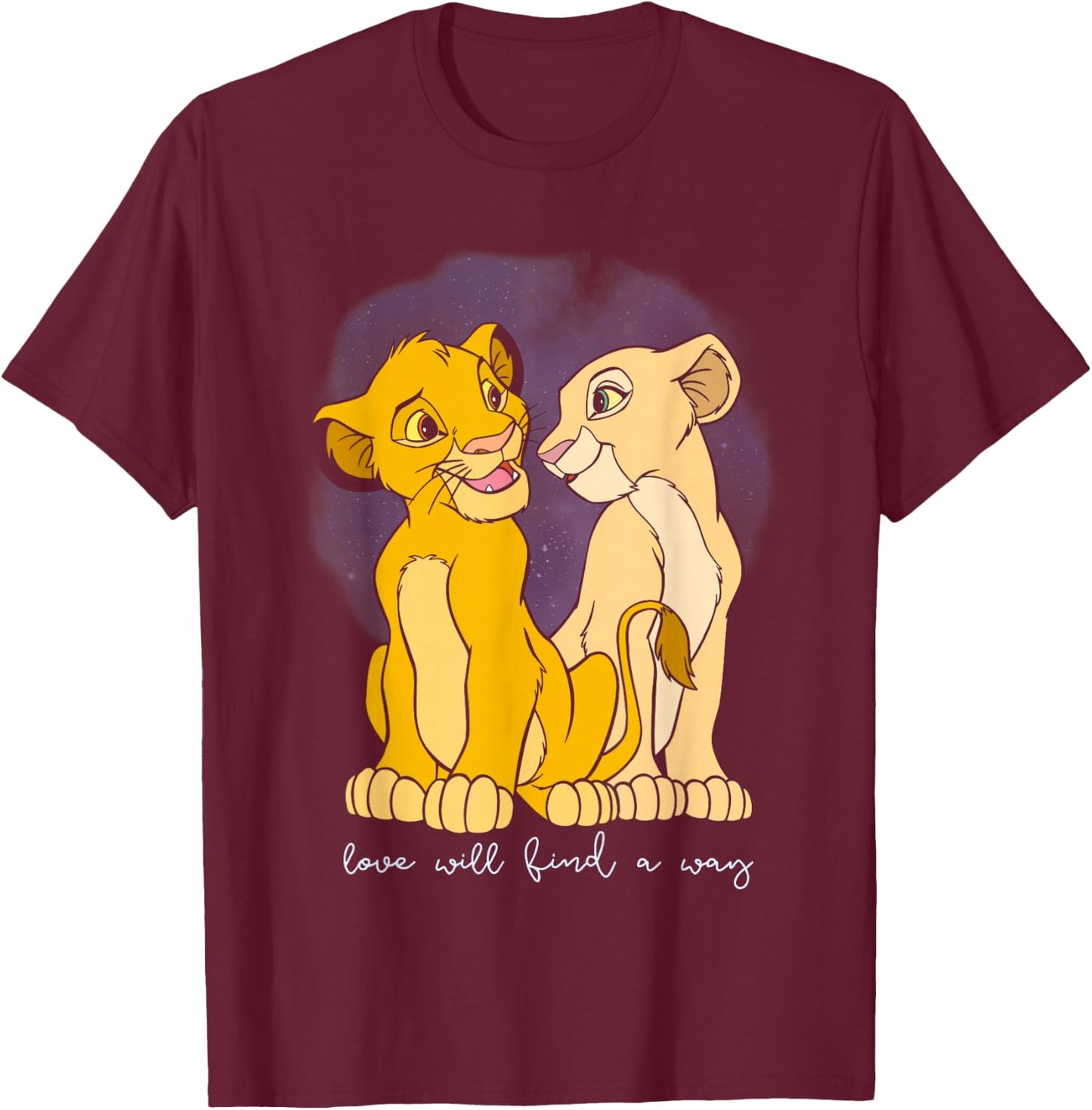Disney The Lion King Valentine's Day Simba & Nala Vintage T-Shirt - T-Shirt | Maroon