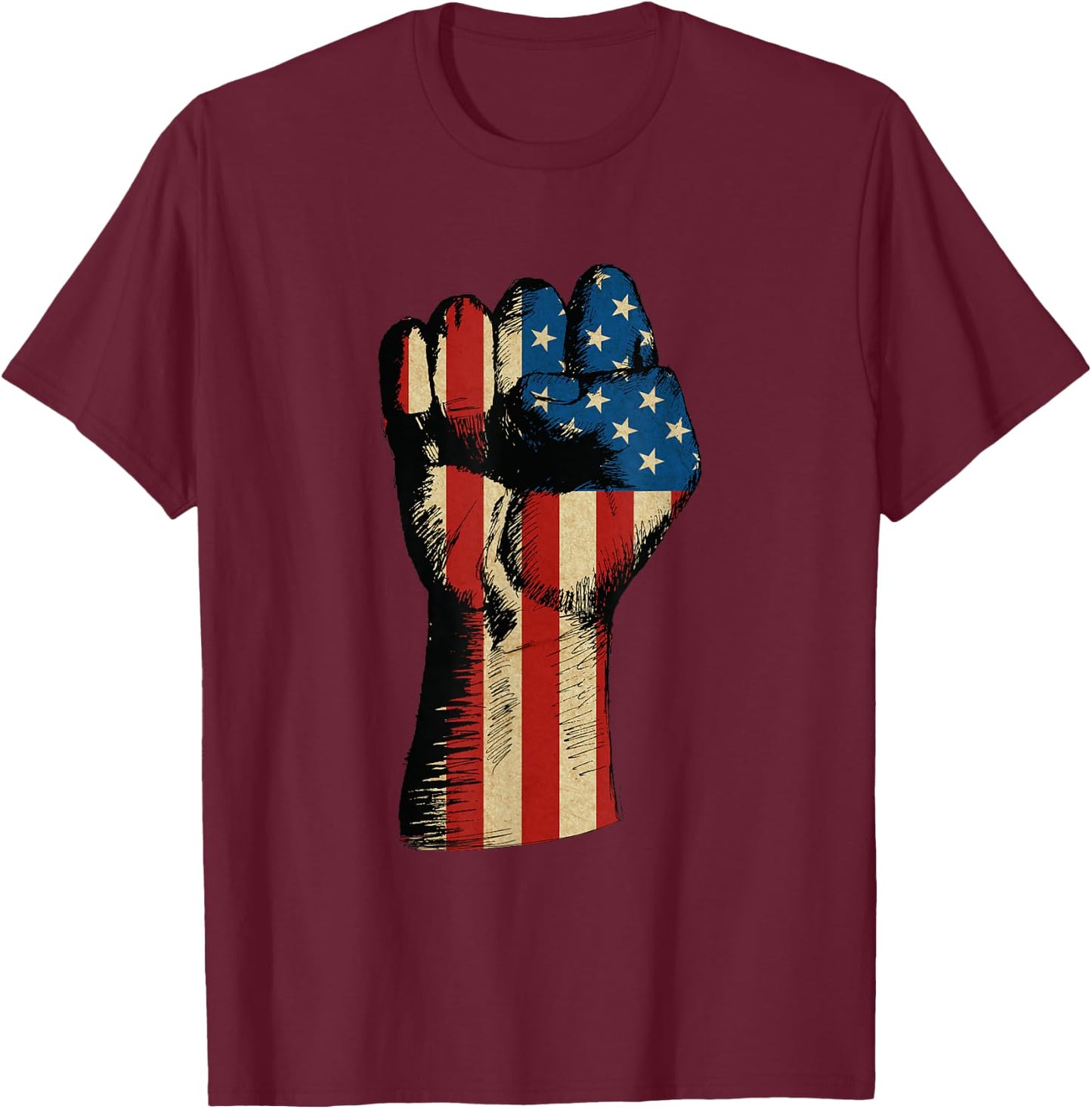Patriotic Fist USA Flag T-Shirt - T-Shirt | Maroon