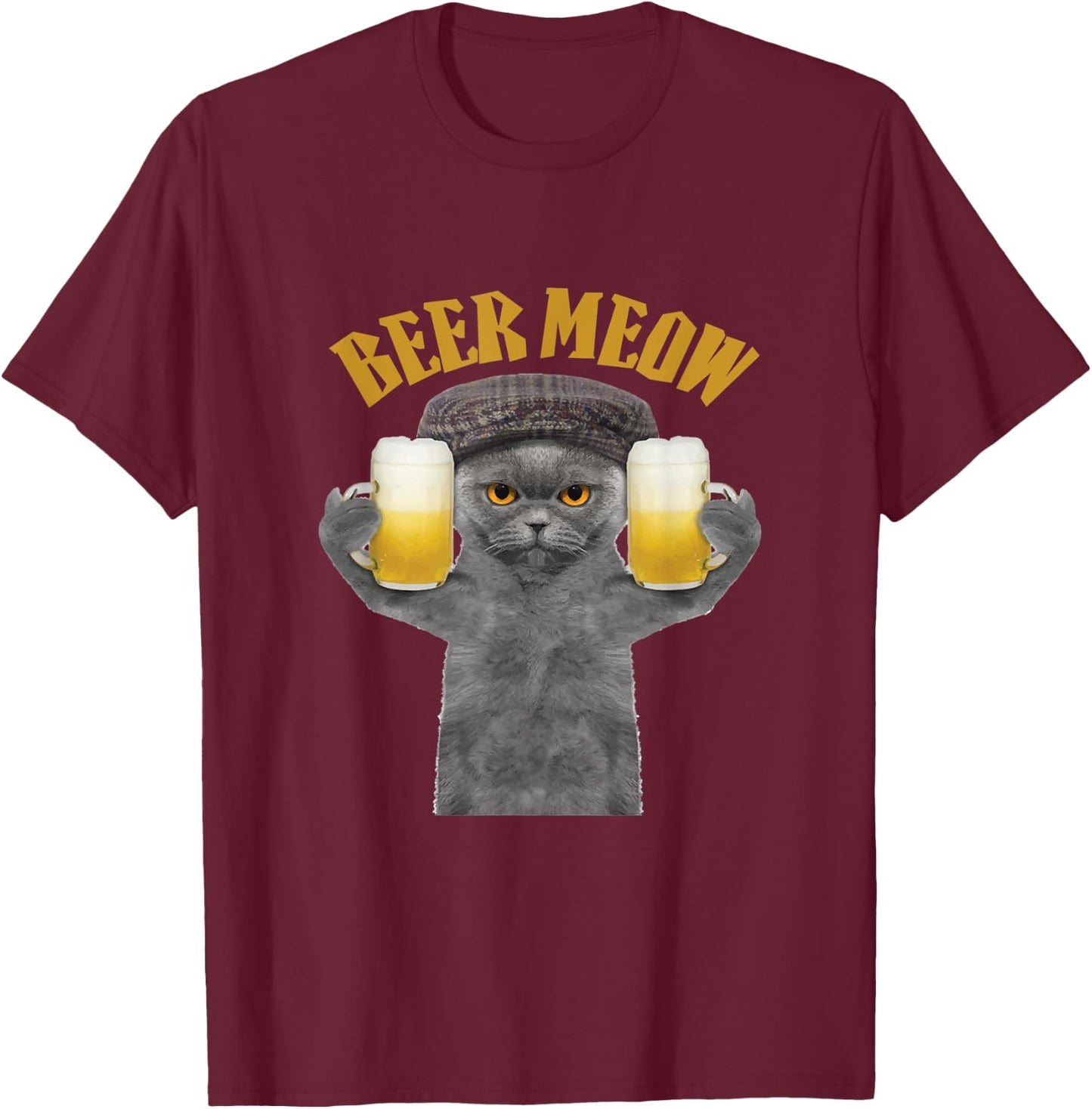 Beer Meow Cat Kitty Drinking or Serving Alcohol Women T-Shirt - T-Shirt | Maroon