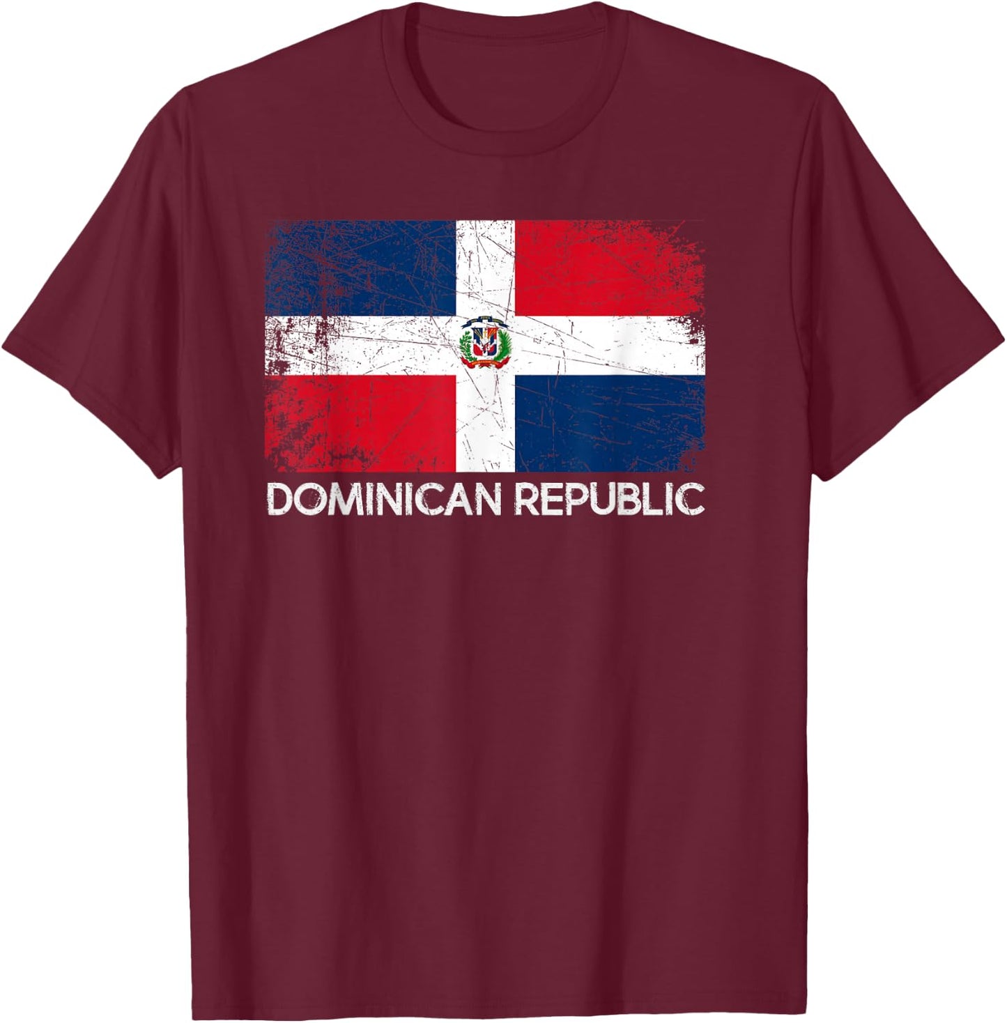 Dominican Flag | Vintage Made in Dominican Republic Small T-Shirt - T-Shirt | Maroon