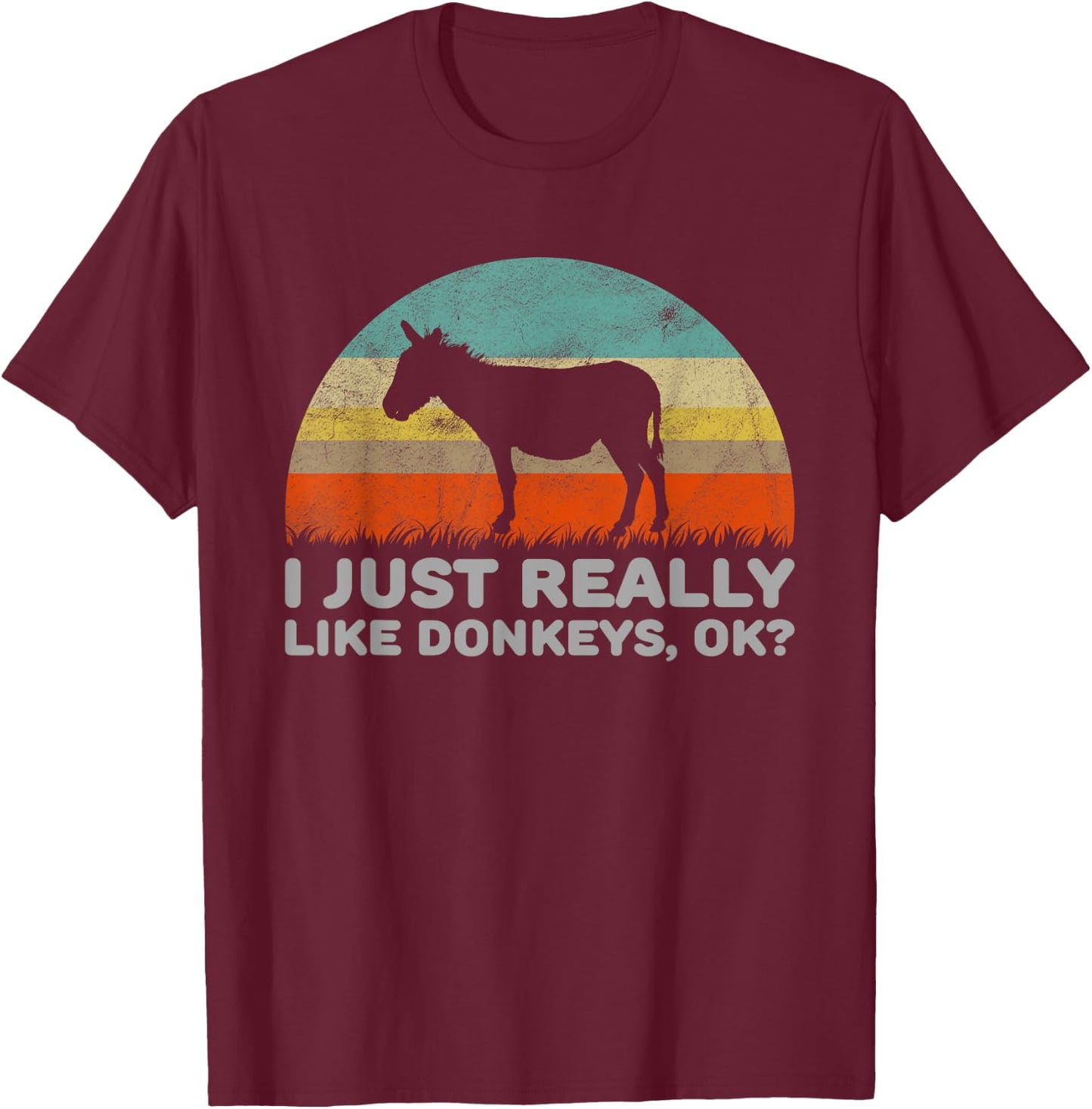 Funny I Just Really Like Donkeys OK T-Shirt - T-Shirt | Maroon