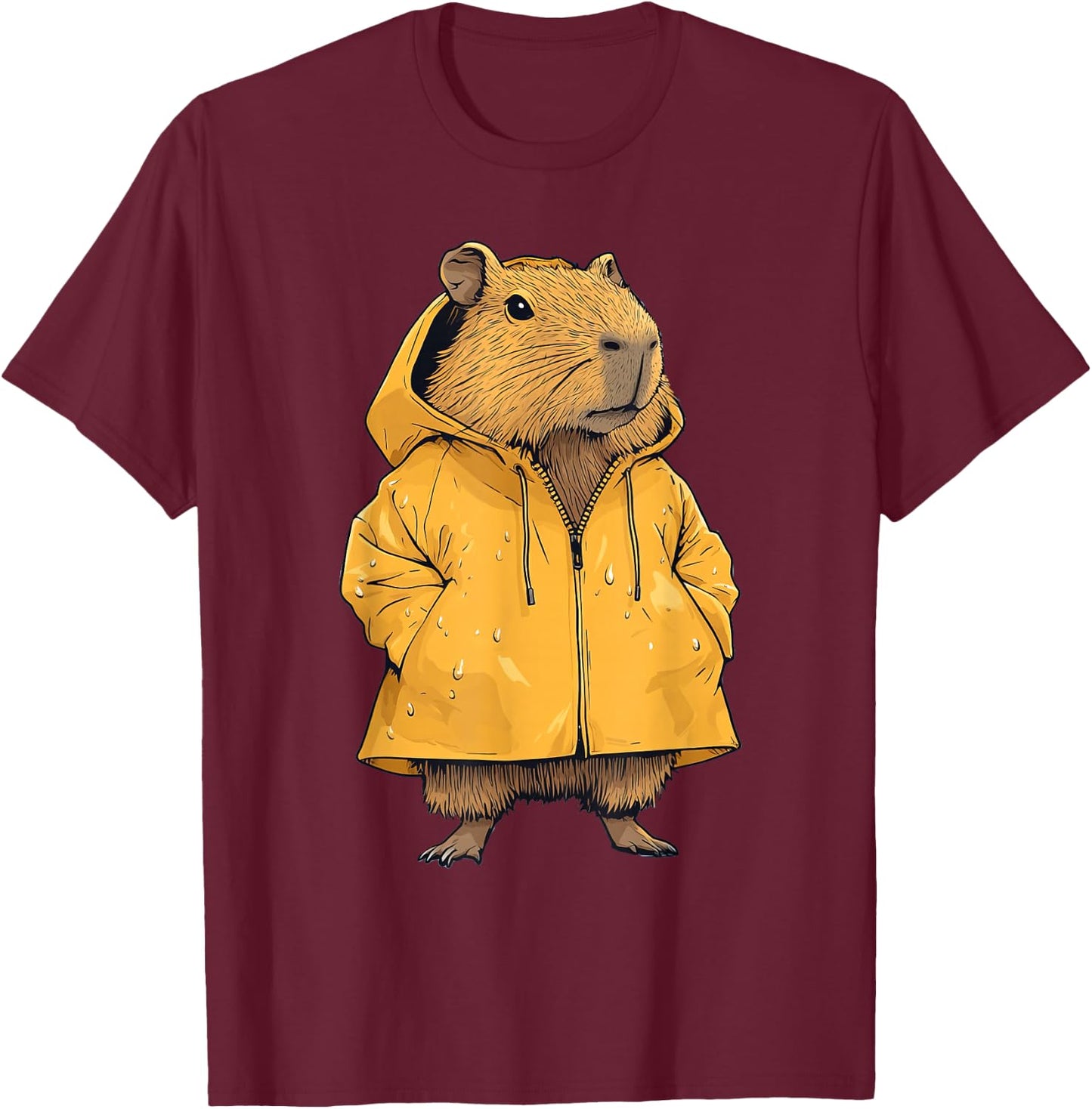 Capybara Wearing A Raincoat T-Shirt - T-Shirt | Maroon