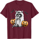 Cute Ghost Raccoon Pumpkin Halloween Raccoon T-Shirt - T-Shirt | Maroon